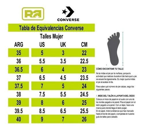 Tabla de tallas converse mujer sale