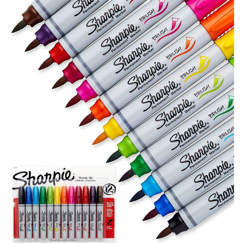 Marcadores Sharpie Brush Tip Pen X 12 Colores Punta Pincel