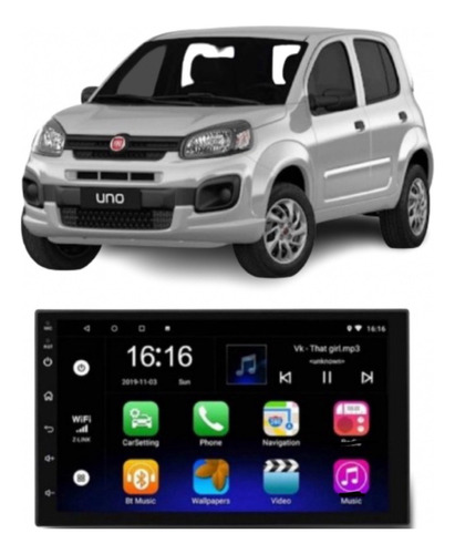 Radio Multimedia Android Fiat Uno Way Cam Reversa Instalada
