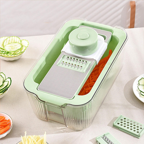 Fatiador Mandoline Para Cozinha Verde Com 6 Lâminas