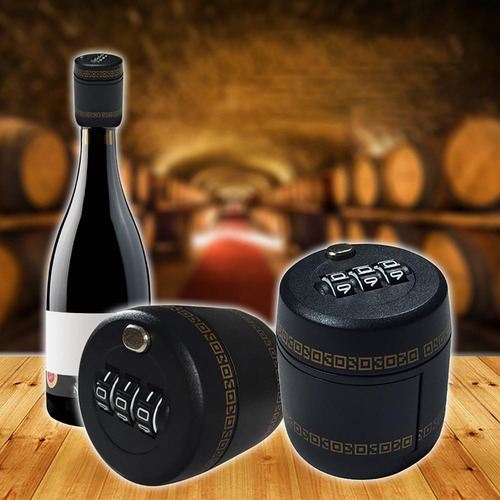 Candado Para Botella De Combinación Contraseña Tapón Vino Negro