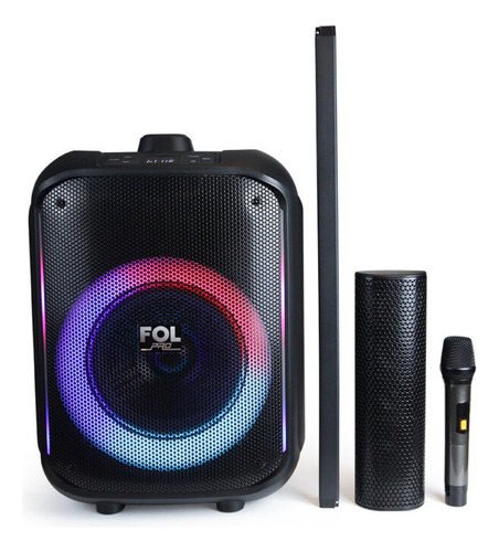 Fol Bocina Torre De Sonido Portatil Recargable Con Microfono Negro