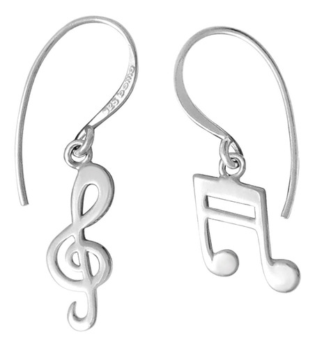 Pendientes Boma Jewelry De Plata De Ley Con Nota Musical Y C