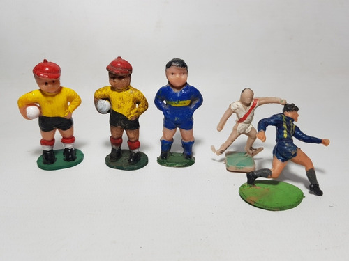 Antiguos Muñecos Fútbol Goma Y Plástico 1940 / 50 Mag 58114