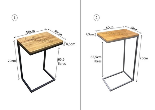Imagen 3 de 8 de Mesa De Arrimo Auxiliar Living Hierro Madera - Horacio Home