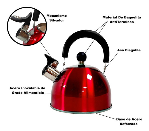Pava Silvadora De Acero Inoxidable De 1,5 Lts Colores
