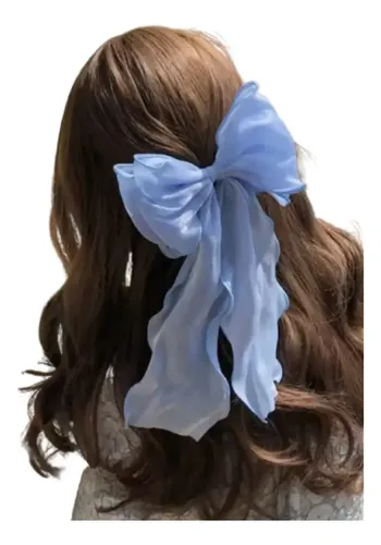 Laço Presilha De Cabelo Grampo Coreano Coquette Azul Bebê Azul-claro