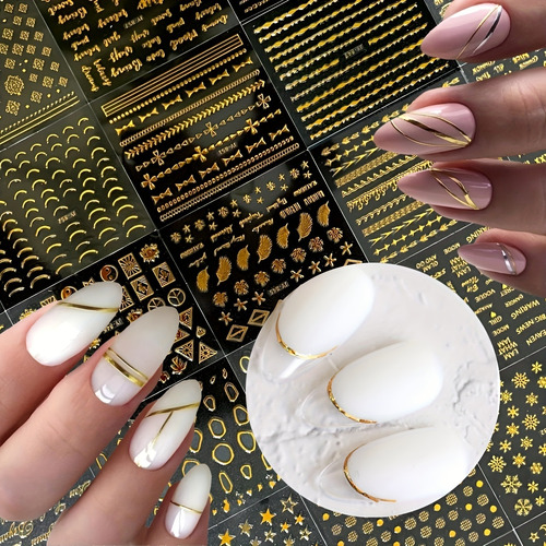 Paquete Combinado De Pegatinas Doradas For Uñas,