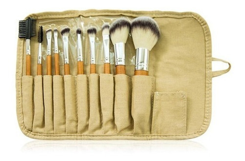 Set De 10 Brochas Mineral Botánica Brush Set Sintéticas Marrón