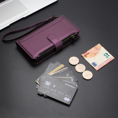 Funda Tipo Cartera De Piel Con Cierre De 9 Ranuras Para Realme Serie 6/7/8, 6 Colores, Correa De Muñeca, Desmontable, Función Atril