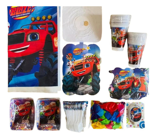 Kit Decoracion Piñata Fiesta Infantil Blaze Monster Machines