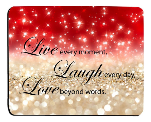 Glitter Mouse Pad Red Sparkle Quote Live Love Laugh Customiz