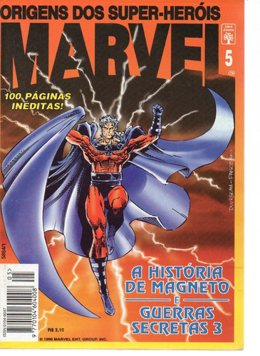 Origens Dos Super-herois Marvel N° 05 - A História De Magneto - Em Português - Editora Abril - Formato 13 X 19 - Capa Mole - 1996 - Bonellihq Cx465 I23