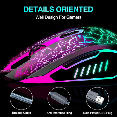 Ratón Bengoo Rgb Retroiluminado Gaming Negro
