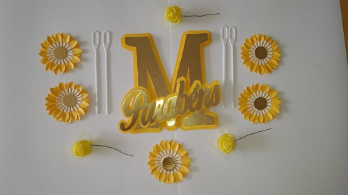 Topper Topo De Bolo Aniversario Letra Com Nome 3d Com Flores