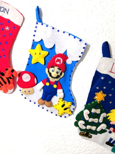 Bota Navideña De Mario Bros, Accesorio Decoración Navidad