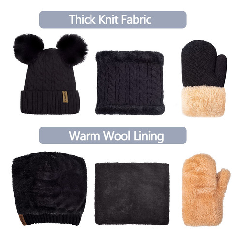 Conjunto De Sombreros Invierno Niños Niñas Forro Polar 1-10