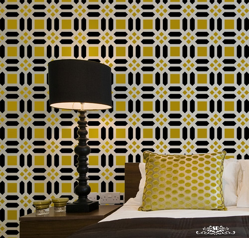 Imagen 3 de 5 de Stencil Diamantes Italianos Plantilla Decorativa Para Pintar