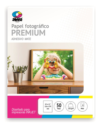 Papel Adhesivo Fotográfico Premium Mate Carta 120g 50 Hojas