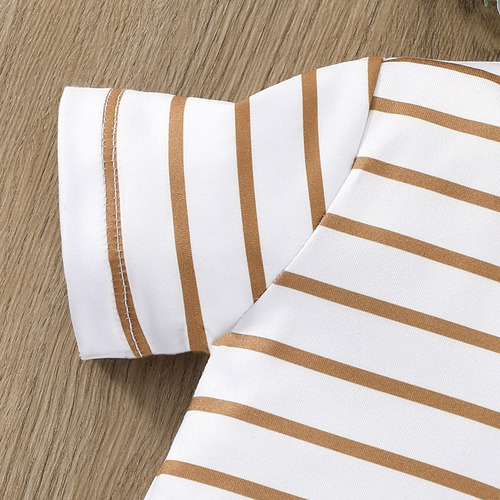 Conjunto Tierno Bebé Con Overol Y Estampado De Osito Y Rayas Azul 3-6 M
