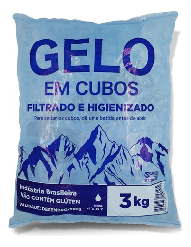 Embalagem Gelo Em Cubos 3kg Código De Barras 500 Azul Celest