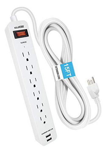 Regleta De Enchufes Con 6 Tomas De Corriente + 2 Puertos Usb