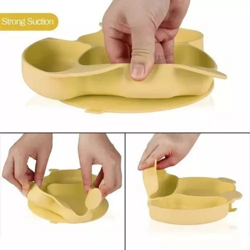 Set De Cubiertos Para Bebés Silicona Plato Antideslizante