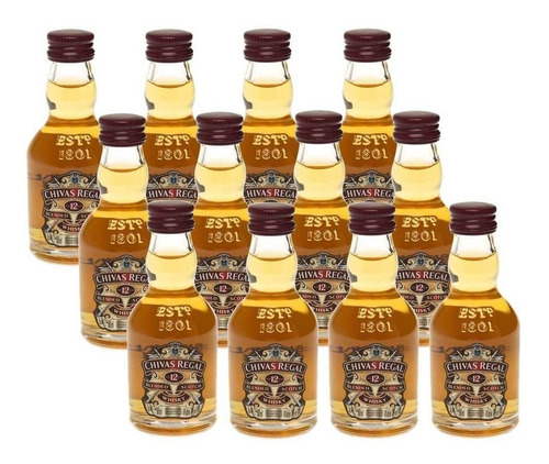 Kit 12 Unidades Mini Whisky Chivas Regal 12 Anos 50ml