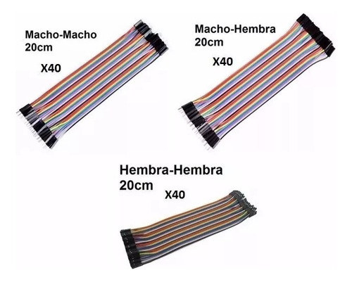 Imagen 2 de 2 de Kit 120 Cables Dupont 20cm Para Arduino Protoboard