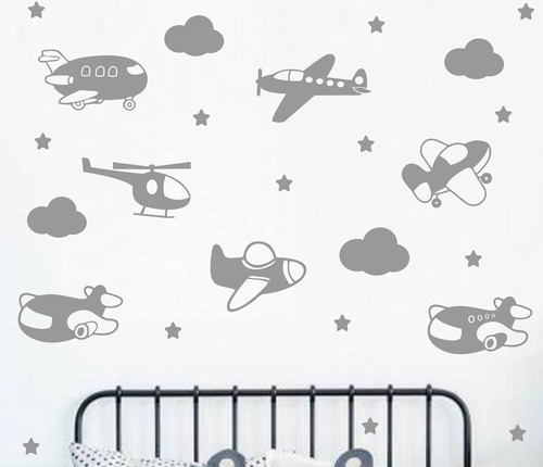 Vinilos Decorativos Infantil Aviones Pack  Mediano Avion