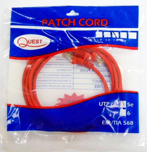 Patch Cord Utp Rj45 7 Pies 2 Metros Cat5e Quest Certificado