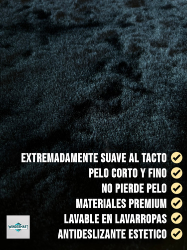 Alfombra Peluda 90x50 Cm Moderna Dormitorio / Costado Cama 90 Cm 50 Cm Premium Negro