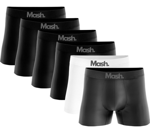 Kit 8 Cuecas Mash Microfibra Box Masculina Preta Listrada