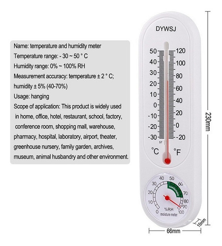 Imagen 5 de 6 de Termómetro Ambiental Higrómetro De Pared Temperatura Humedad