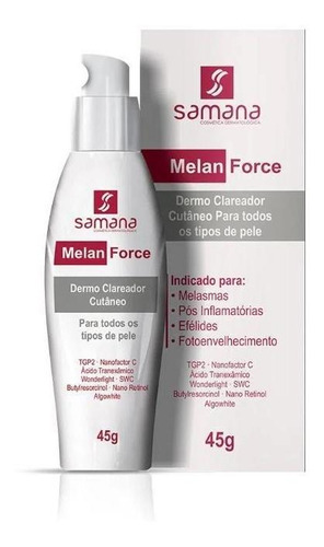 Melan Force Dermo Clareador Cutaneo 45g Samana