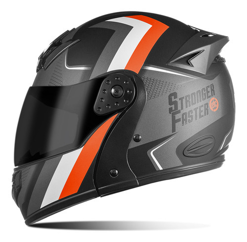 Capacete Robocop Gladiator Etceter Stronger Viseira Fumê Cor Cinza/Laranja Desenho Fosco Tamanho do capacete 58