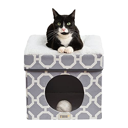 Cama Gatos Interiores Taylor Upholstered, Cubo Plegable...