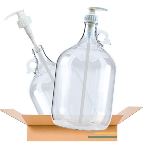 Botella Garrafa Vidrio 1 Galon 3.8 Lt Dispensador Caja 1 Pz Color Blanco