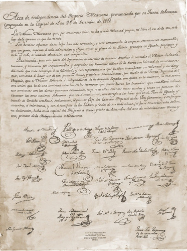 Facsimile Del Acta De Independencia Del Imperio Mexicano