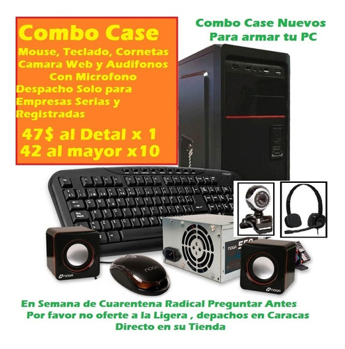 Combo Case Pc 550w Teclado Mouse Cornetas Cámara Caracas