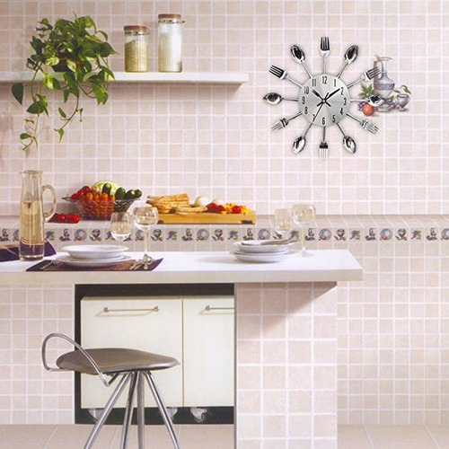 Para Relógio De Parede De Cozinha, Cubiertos Creativos