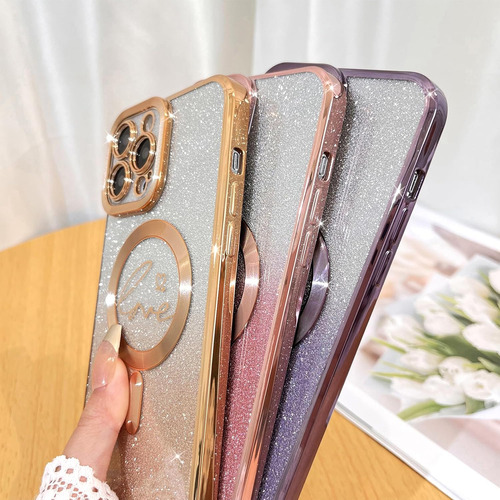 Fundas Para iPhone 12 Pro Con Protección Cámara Y Glitter Mo