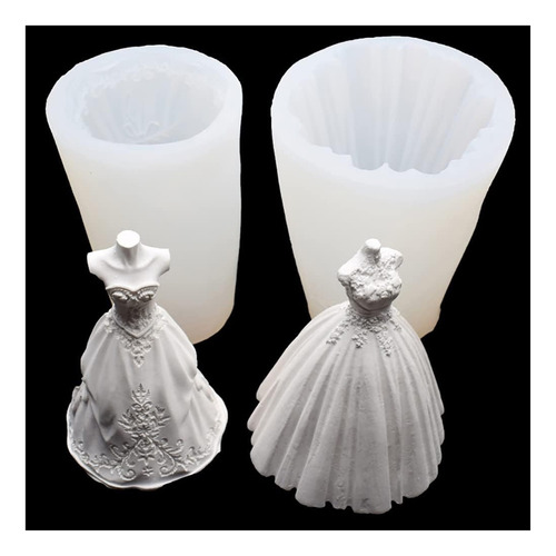 2 Moldes De Silicona 3d Para Velas De Vestido, Para Boda