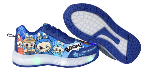 Tenis Niño La Bubu Luces Led Labubu The Monsters Antiderrapante Niños Tenis Infantil