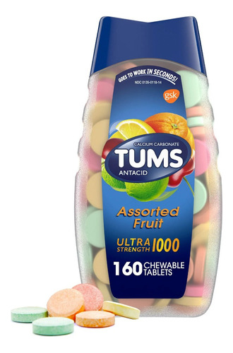 Tums Tropical Fruit Ultra 1000 C/ 160 Tablets Queima De Azia Sabor Frutas Tropicais