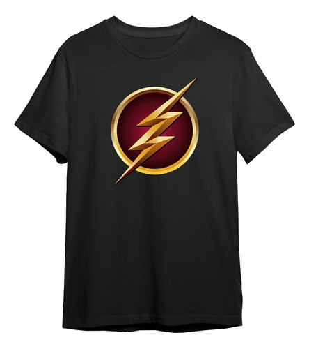 Camiseta The Flash Simbolo Emblema Pelicula Camisa Negra Dc