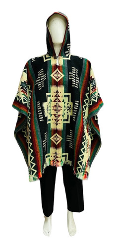 Gabán Jorongo Poncho Capa De Lana Unisex Con Capucha 