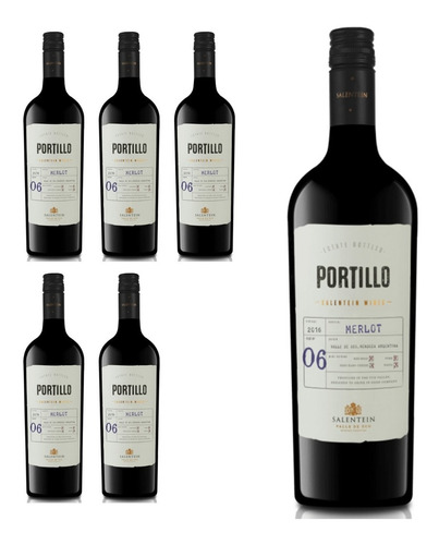 Vino Portillo Merlot X 750cc. Caja Por 6 Botellas Quirino