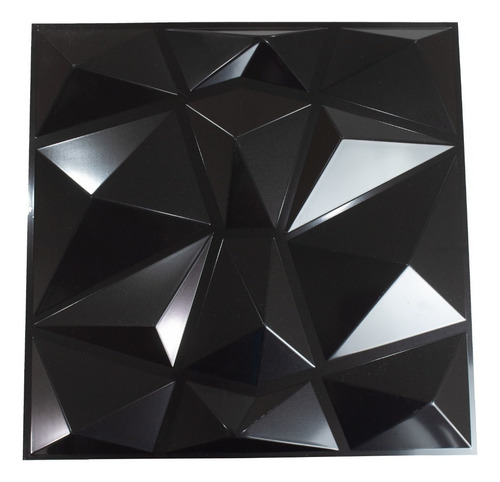 Panel Decorativo 3d Pvc Prismas Negro Brillante Decoform