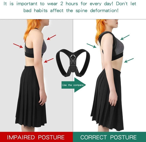 Imagen 3 de 10 de Corrector Postura Espalda Ajustable Faja Alivia Dolor Unisex